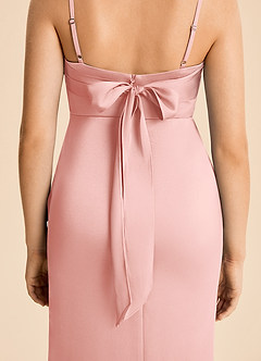 Azazie Mia Junior Powder Pink Mermaid Pleated Stretch Satin Dress image6