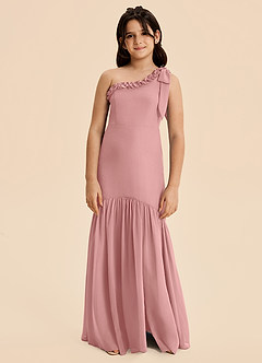 Azazie Yana Junior Robe Fourreau en Mousseline de soie Arc Rose Poussiéreuse image4