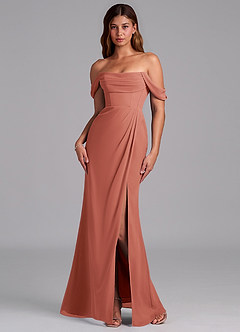 Azazie Johana Jurken voor bruidsmeisjes Converteerbaar Jurk van Chiffon met Zeemeermin Off the Shoulder Merlot image7
