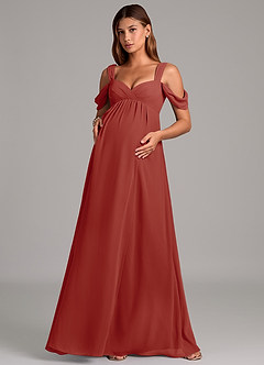 Azazie Rhea Maternity Bridesmaid Dresses A-Line Pleated Chiffon Floor-Length Dress image4