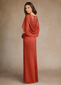 Azazie Hera Mother of the Bride Dresses Rust A-Line Lace Stretch Satin Dress image3