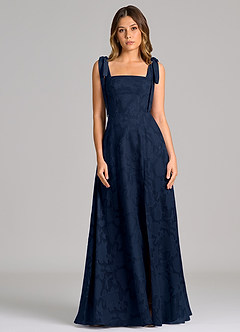 Azazie Debra Suknie dla druhen Linia A z kieszeniami Kwiatowe wypalenie Do ziemi Sukienka image4