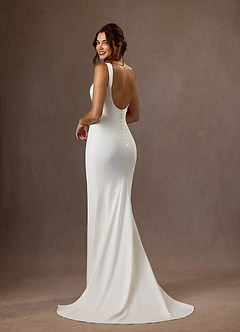 Azazie Lyssa Wedding Dresses Diamond White Mermaid Crepe Back Satin Dress image6