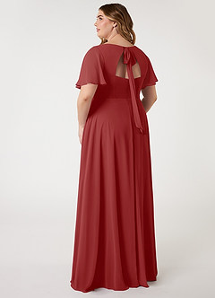 Azazie Kimber Brautjungfernkleider A-Linie Volantärmel Chiffon Kleid Rost image8