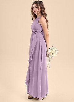 Azazie Lilenne Junior Abito A-Line in Chiffon Fiocco Glicine image4