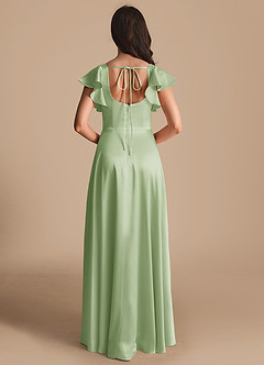 Azazie Bondi Bridesmaid Dresses Dusty Sage A-Line Bow Metallic Satin Dress image3