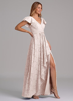 Azazie Omari Robes de demoiselle d'honneur Robe Trapèze en Blumen-Burnout Plissée Rose Pâle image6