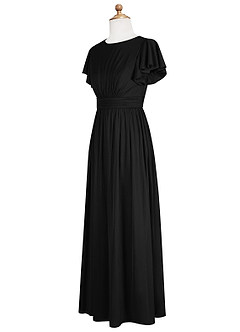 Azazie Mosley Junior Black A-Line Ruched Mesh Dress image9