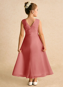 Azazie Edelweiss Flower Girl Dresses Antique Rose A-Line Pleated Chiffon Dress image2