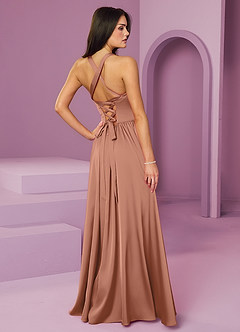 Barbie ♥ Azazie Bridesmaid Dresses Bronzer A-Line with Pockets Stretch Satin Dress image2