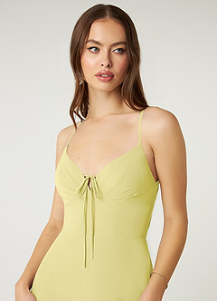 Azazie Minie Bridesmaid Dresses Lemon Sorbet A-Line Bow Chiffon Dress image6
