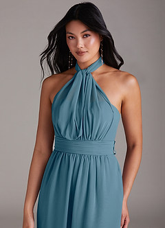 Azazie Lamara Brautjungfernkleider Wandelbar Schulterfrei Chiffon Overall/Jumpsuit Bermudablau image2