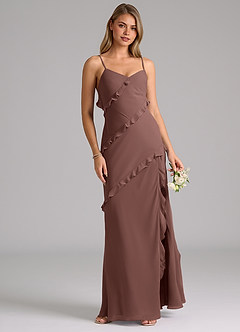 Azazie Nancie Robes de demoiselle d'honneur Robe Sirène en Mousseline de soie Rayé Expresso image4