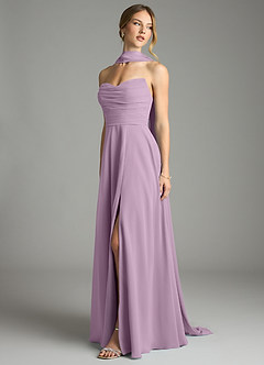 Azazie Ayla Abiti da Damigella Abito A-Line in Chiffon Scollo a Cuore Glicine image8