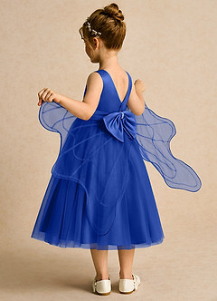 Azazie Pear Abiti da Ragazza di Fiori Abito Principessa in Tulle Fiocco Blu Reale image5