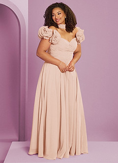 Barbie ♥ Azazie Bridesmaid Dresses English Rose A-Line Off the Shoulder Chiffon Convertible Dress image12