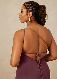 Christian Siriano Bridal for Azazie 1003 Bridesmaid Dresses Sangria Sheath One Shoulder Chiffon Dress image16