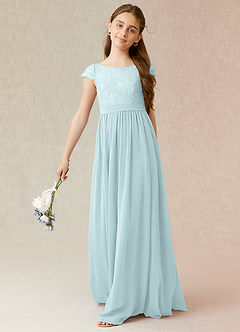 Azazie Silvermist Junior Mist A-Line Pleated Chiffon Dress image4