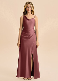 Azazie Abby Junior Amethyst A-Line Pleated Stretch Satin Dress image5