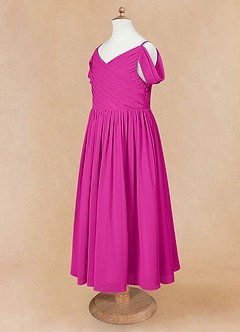 Azazie Chelle Flower Girl Dresses Fuchsia A-Line Pleated Chiffon Dress image8