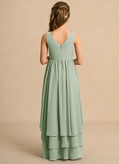 Azazie Kitten Junior Formal vestidos de niña de las flores Vestido de Salvia Polvorienta de Gasa de Corte En A image2