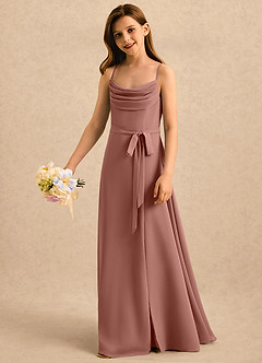 Azazie Jasslyn Girls Formal Blumenmädchenkleider A-Linie Plissee Chiffon Kleid Zedernrose image3