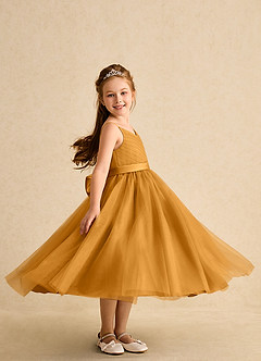 Azazie Patootie vestidos de niña de las flores Vestido de Caramelo de Tul de Corte En A con Tirante Espagueti image3