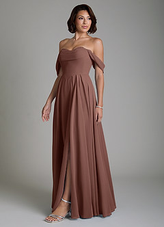 Azazie Loisa Bridesmaid Dresses Espresso A-Line Corset Chiffon Convertible Dress image7