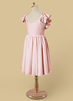 Azazie Roza Blumenmädchenkleider A-Linie Stretch-Satin Kleid Zartrosa image8