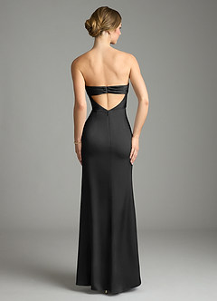 Azazie Leonis Bridesmaid Dresses Black Mermaid Pleated Stretch Satin Convertible Dress image2