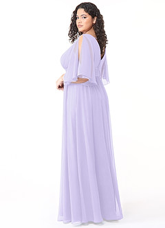 Azazie Temeka Brautjungfernkleider A-Linie Gestreift Chiffon Kleid Flieder image10