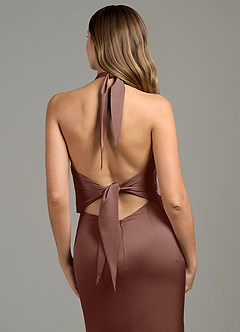 Azazie Francesca Robes de demoiselle d'honneur Robe Fourreau en Satin extensible Expresso image6