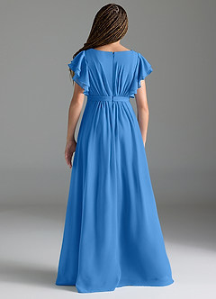 Azazie Daphne Junior Blue Jay A-Line Pleated Chiffon Dress image2