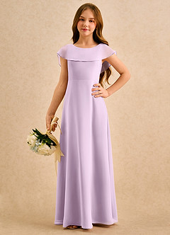 Azazie Kittie Girls Formal Robe Demoiselle D'honneur Fillette Robe Trapèze en Mousseline de soie Frostiges Flieder image5
