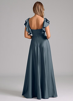 Azazie Leilani Bridesmaid Dresses Twilight A-Line Ruched Stretch Satin Dress image2