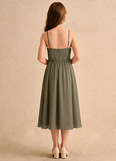 Azazie Twilight Dance Girls Formal Flower Girl Dresses Willow Green A-Line Pleated Chiffon Dress image2