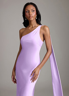 Azazie Galinda Suknie dla druhen Syrena Jedno ramię Satyna elastyczna Do ziemi Sukienka image3