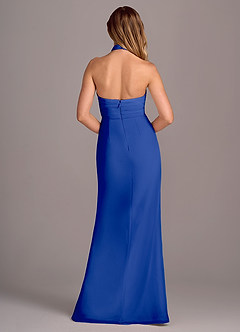 Azazie Jemma Robes de demoiselle d'honneur Robe Fourreau en Mousseline de soie Plissée Bleu Roi image2