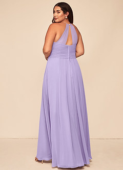Azazie Ginger Bridesmaid Dresses Lilac A-Line Halter Pleated Chiffon Dress image11