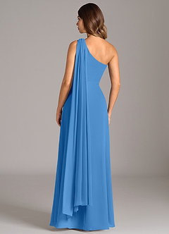 Azazie Tella Brautjungfernkleider A-Linie One-Shoulder Chiffon Kleid Blauhäher image6