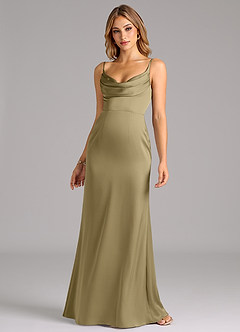 Azazie Aimee Bridesmaid Dresses Moss Green A-Line Sweetheart Neckline Stretch Satin Dress image4