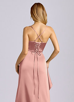 Azazie Sarai Bridesmaid Dresses Rosette Sheath Corset Stretch Satin Dress image2