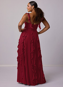 Barbie ♥ Azazie Bridesmaid Dresses Burgundy A-Line with Pockets Chiffon Dress image8