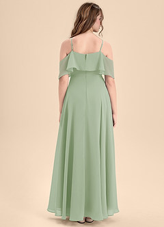 Azazie Tessabelle Junior Vestido de Salvia Polvorienta de Gasa de Corte En A con Vestidos sin tirantes image2