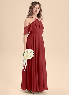 Azazie Tessabelle Junior Vestido de Óxido de Gasa de Corte En A con Vestidos sin tirantes image5