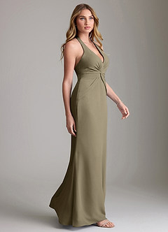 Azazie Valerie Bridesmaid Dresses Willow Green Mermaid Pleated Chiffon Dress image4