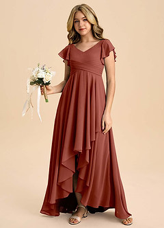 Azazie Caria Junior Auburn A-Line Pleated Chiffon Dress image6