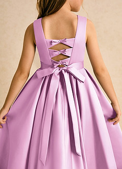 Azazie Junebuj vestidos de niña de las flores Vestido de Rosa Caramelo de Satin Mate de Princesa con Plisado image7