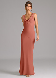 Azazie Rylina Bridesmaid Dresses Clay Mermaid Pleated Chiffon Dress image4