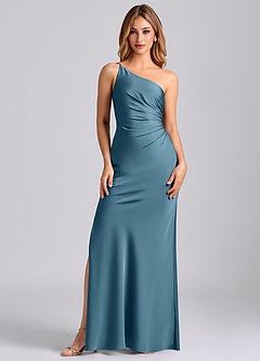 Azazie Marseli Bridesmaid Dresses Bermuda Mermaid One Shoulder Stretch Satin Dress image5